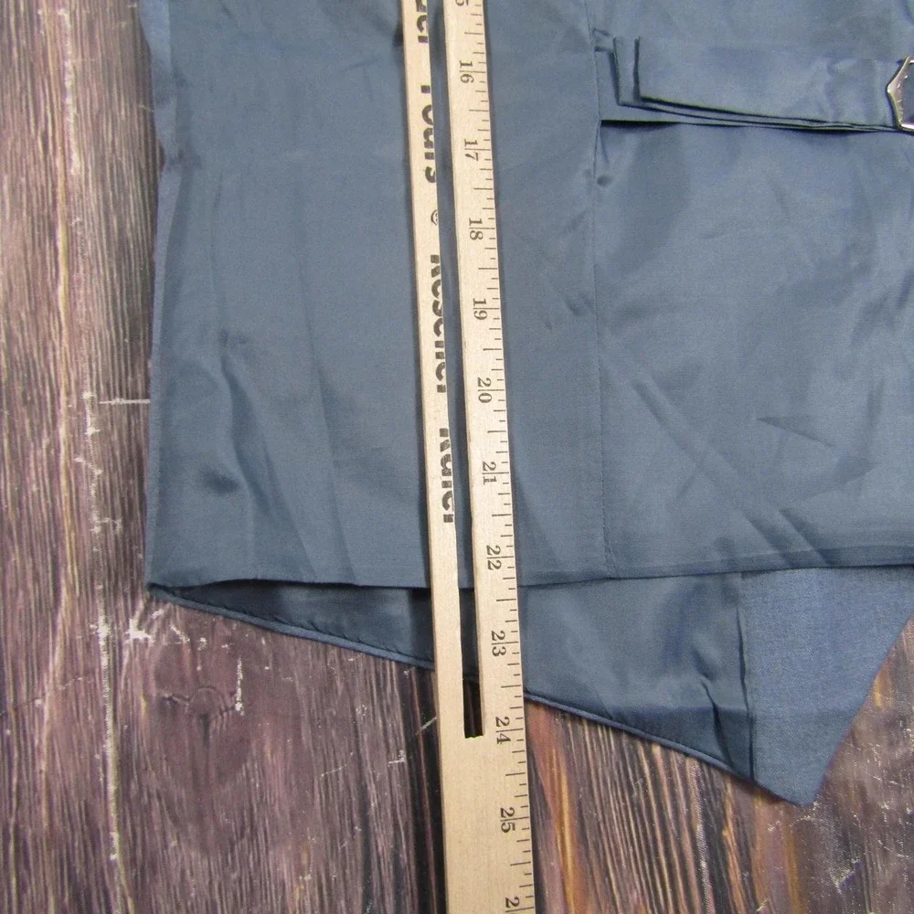 Suit Vest Mens‎ S Blue Solid Polyester Viscose 3 Piece Belted Formal Waistcoat